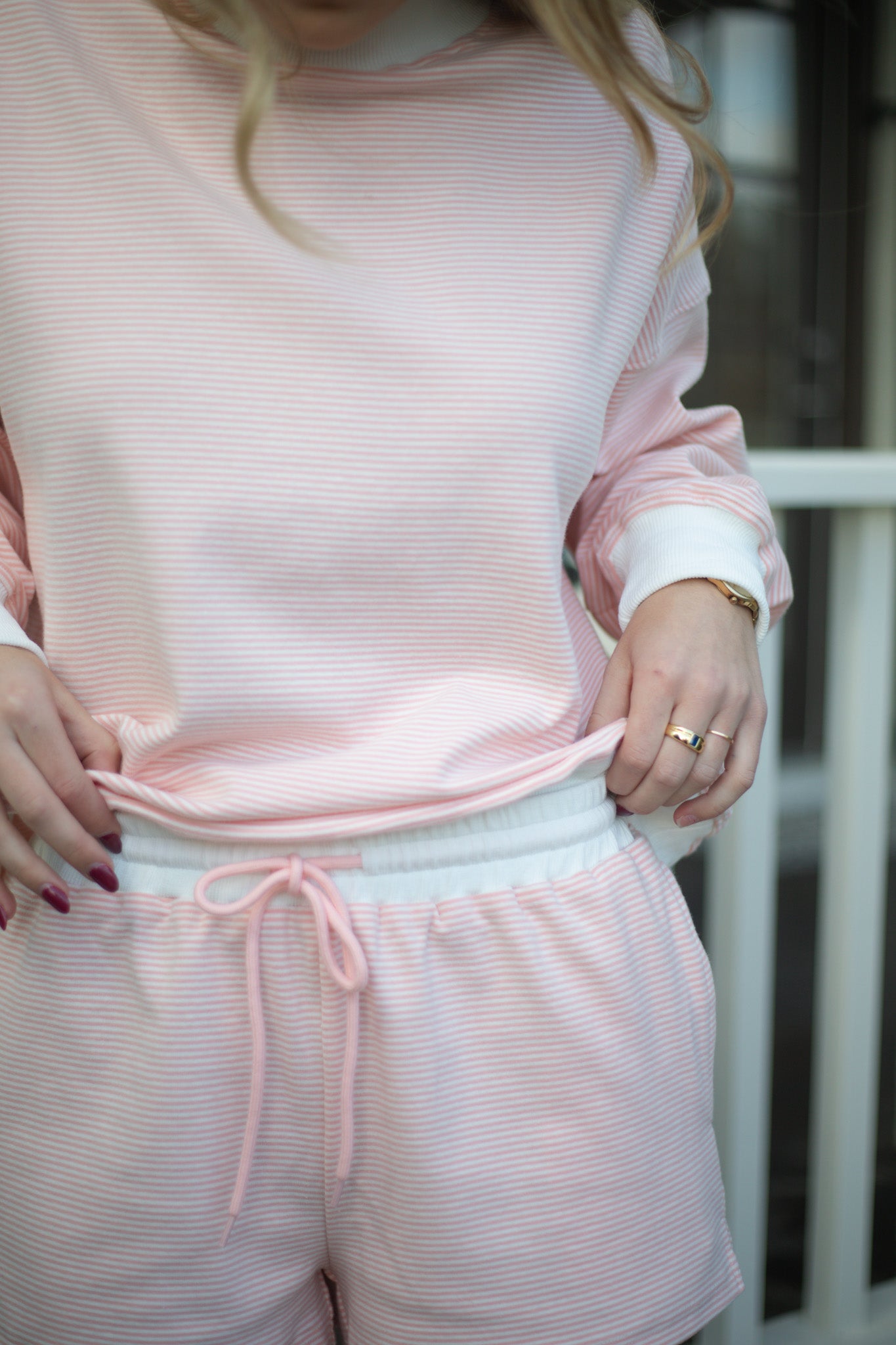 Laynie Striped Lounge Set - Peaches & Cream