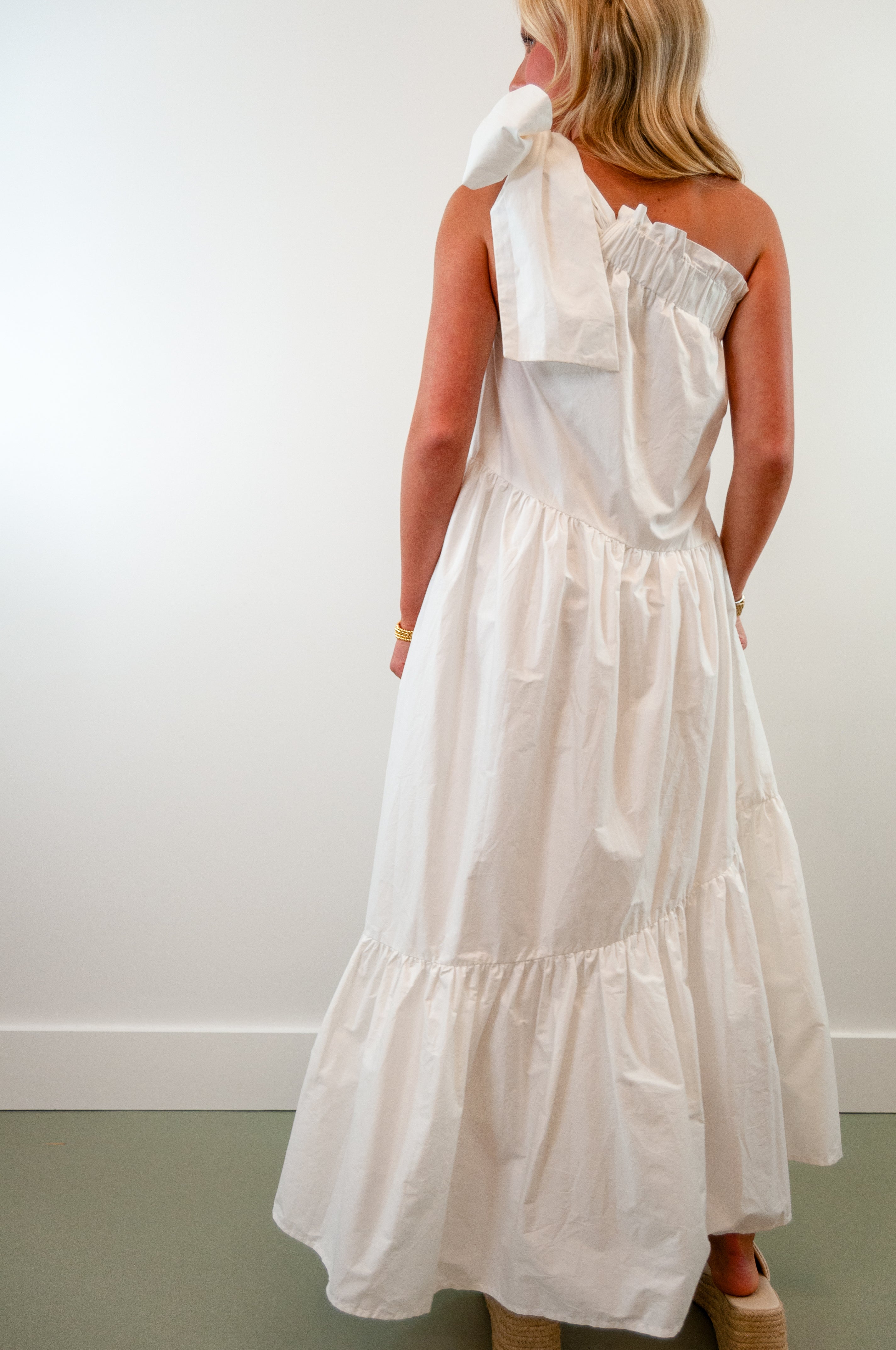 One Shoulder Ruffle Maxi Dress