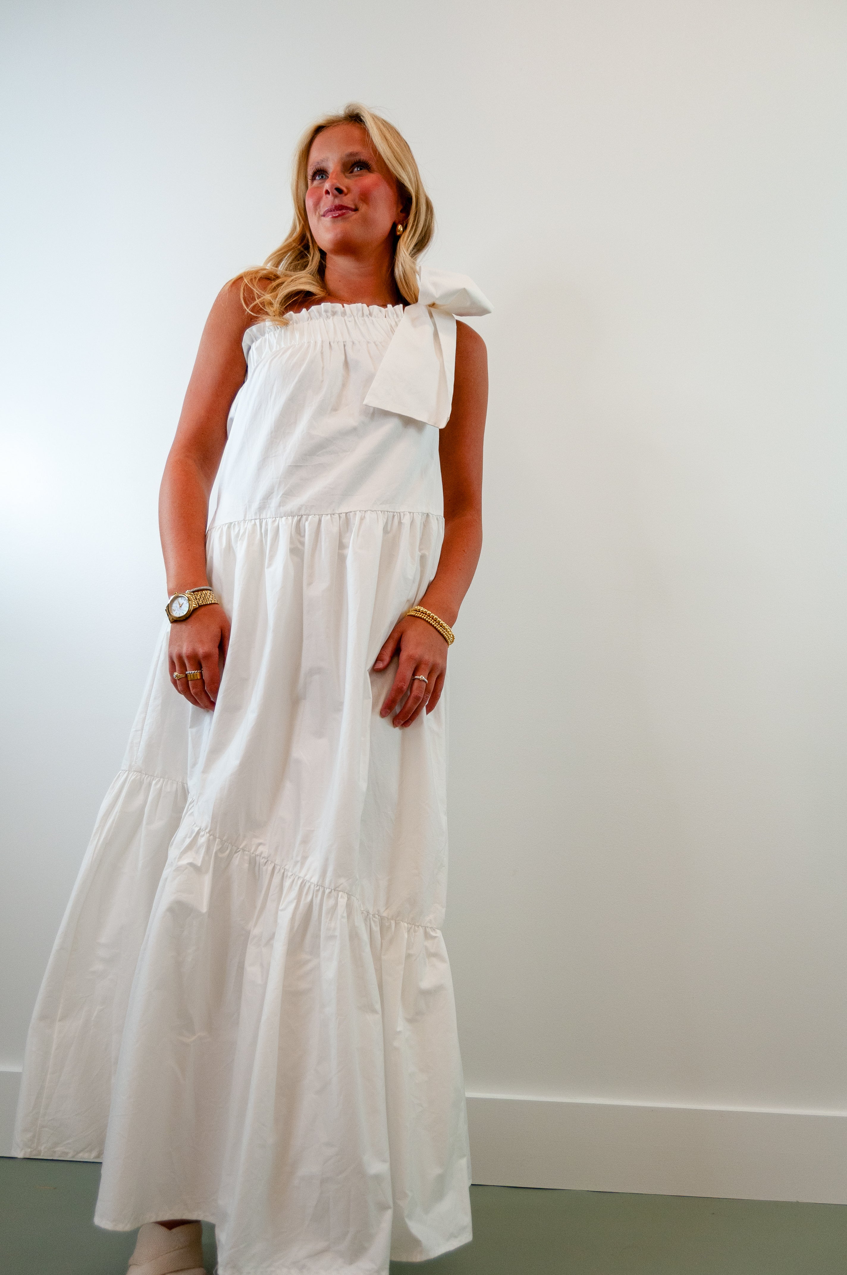 One Shoulder Ruffle Maxi Dress