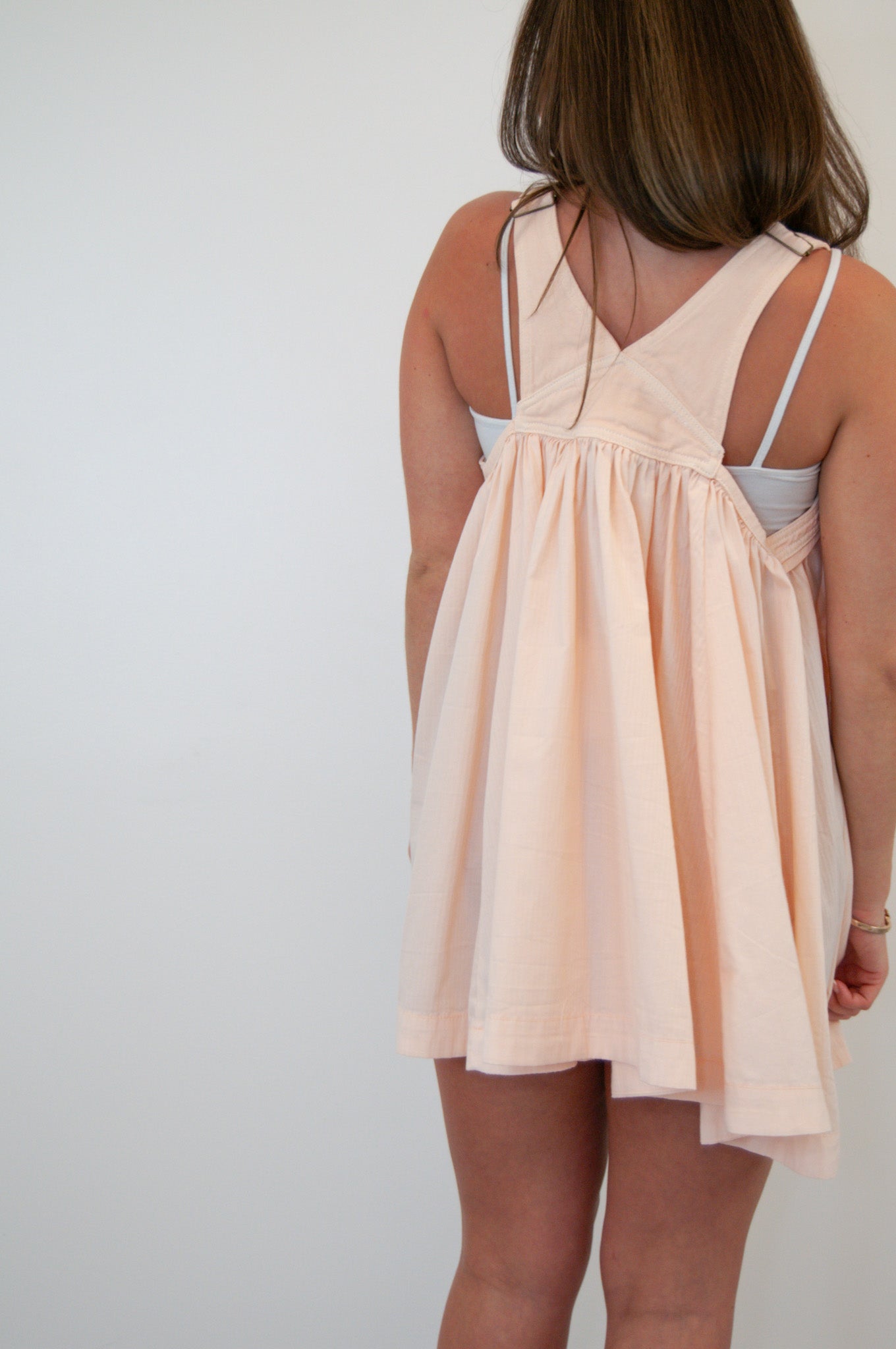 Lucy Overall Mini Dress Salmon Pink