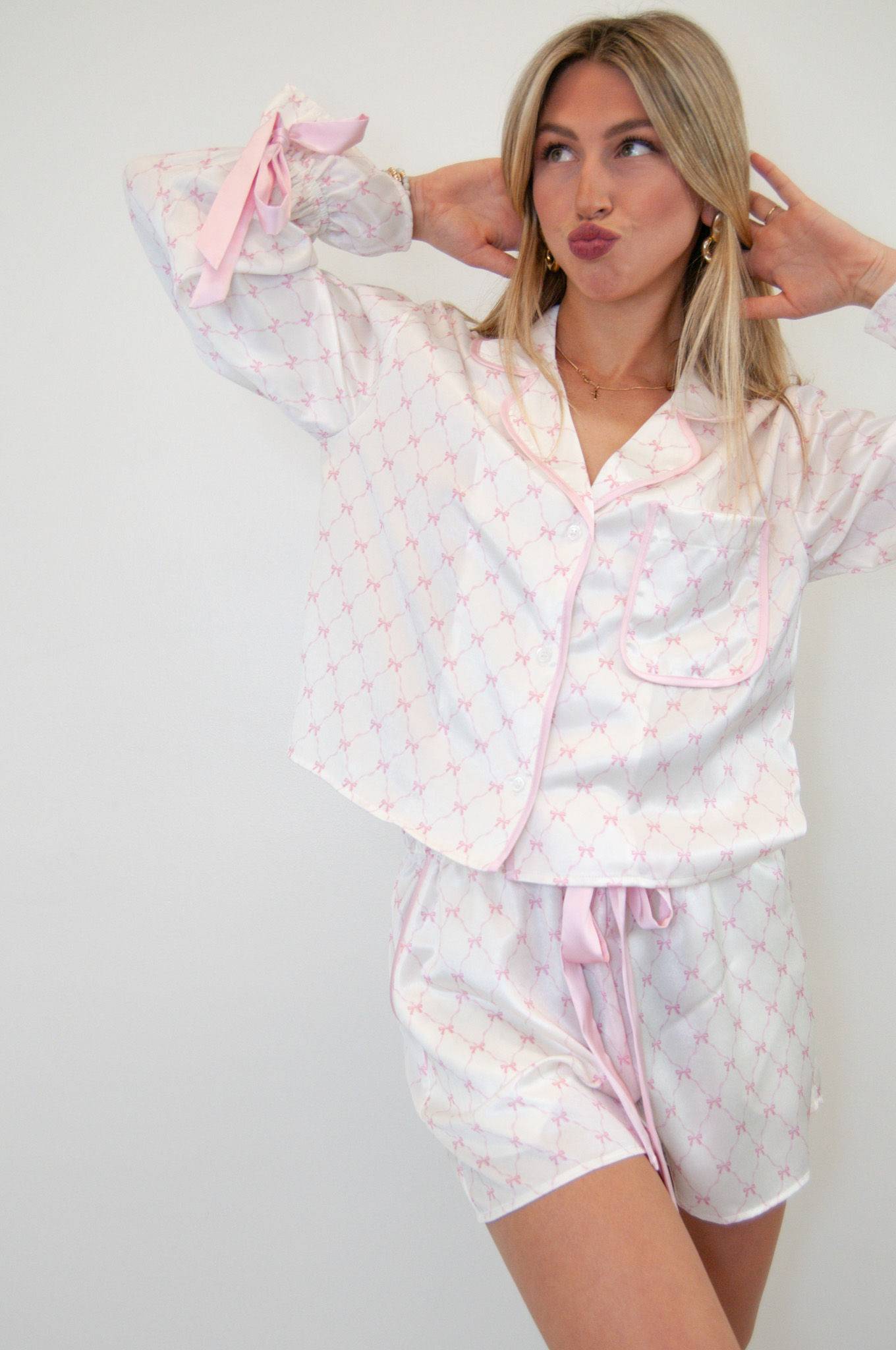 Savannah Pink Bows Pajamas Set