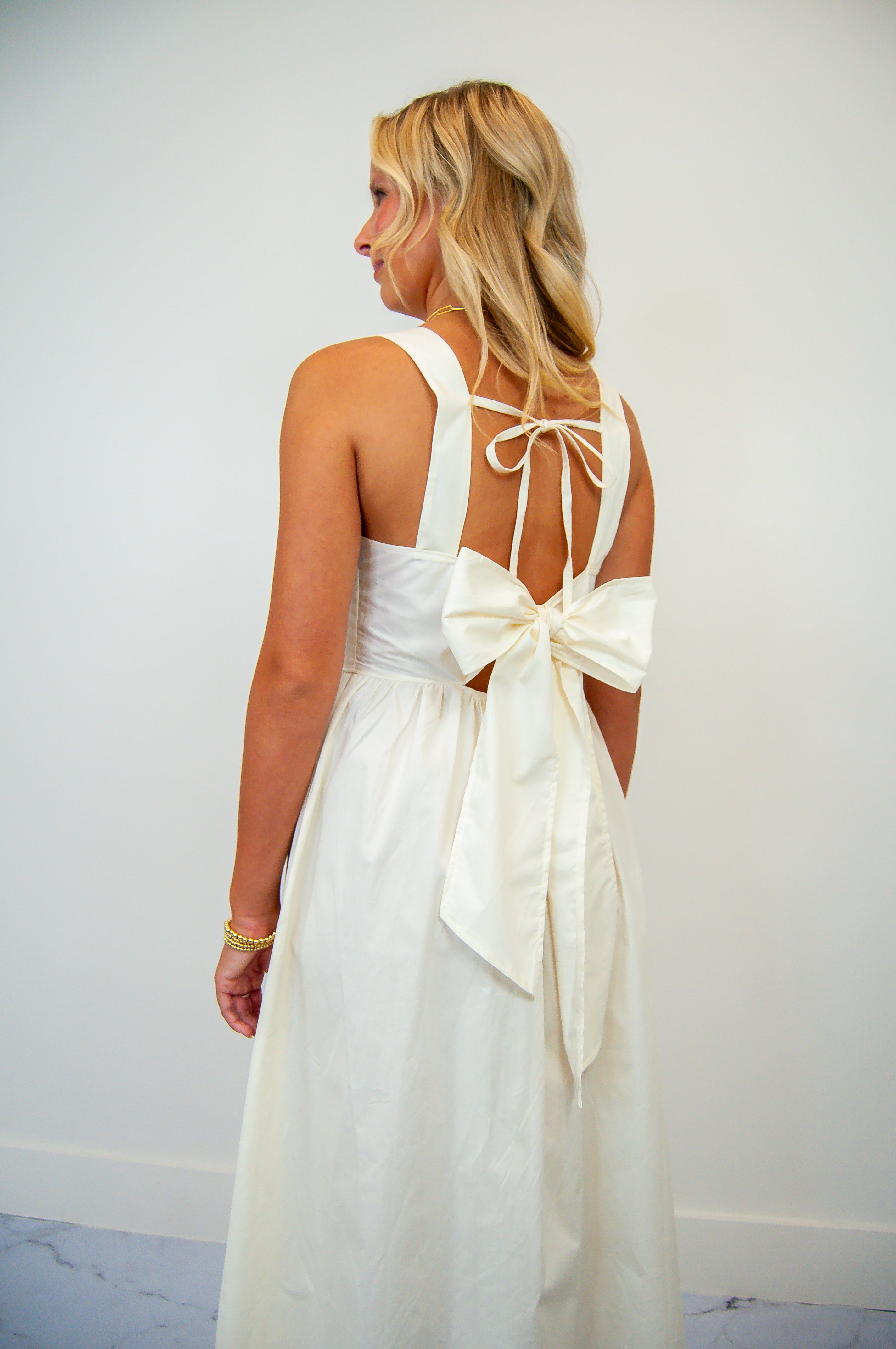 Square Neck Strappy Tie Back Dress