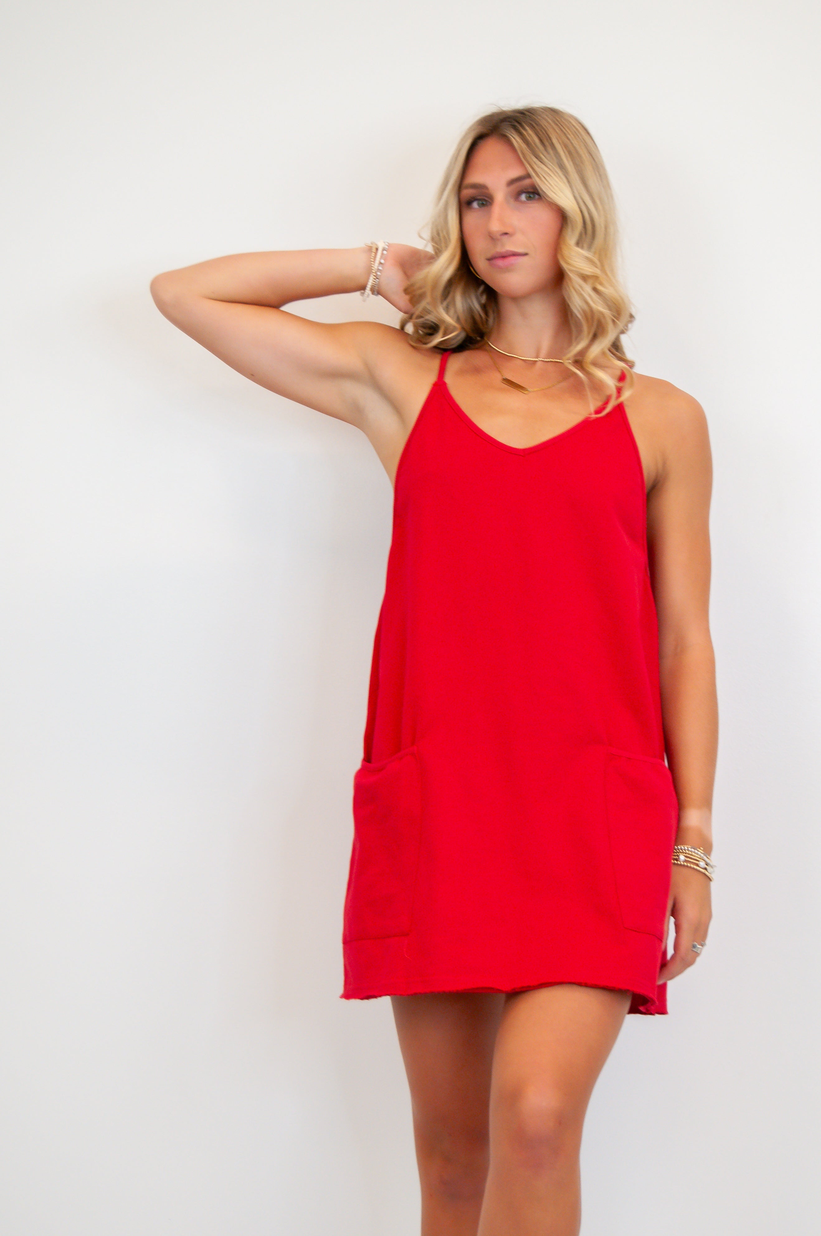 Sporty Mini Dress w/Built In Liner Red