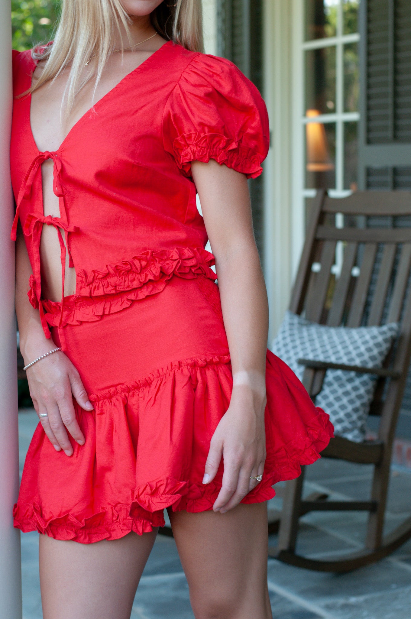 Eleanor Ruffle Mini Skirt Set Red