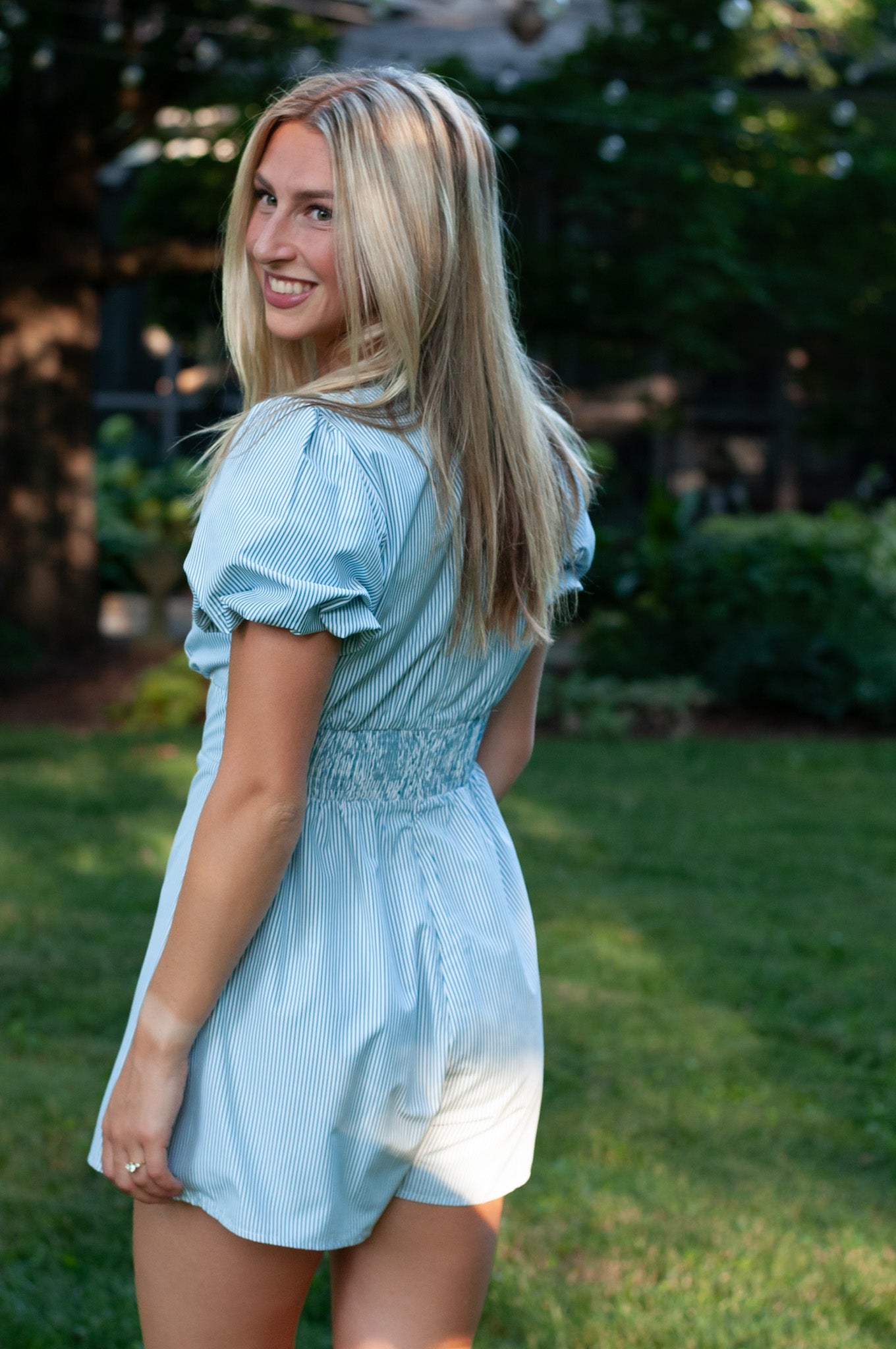 Maya Plunge Tie Front Romper Blue