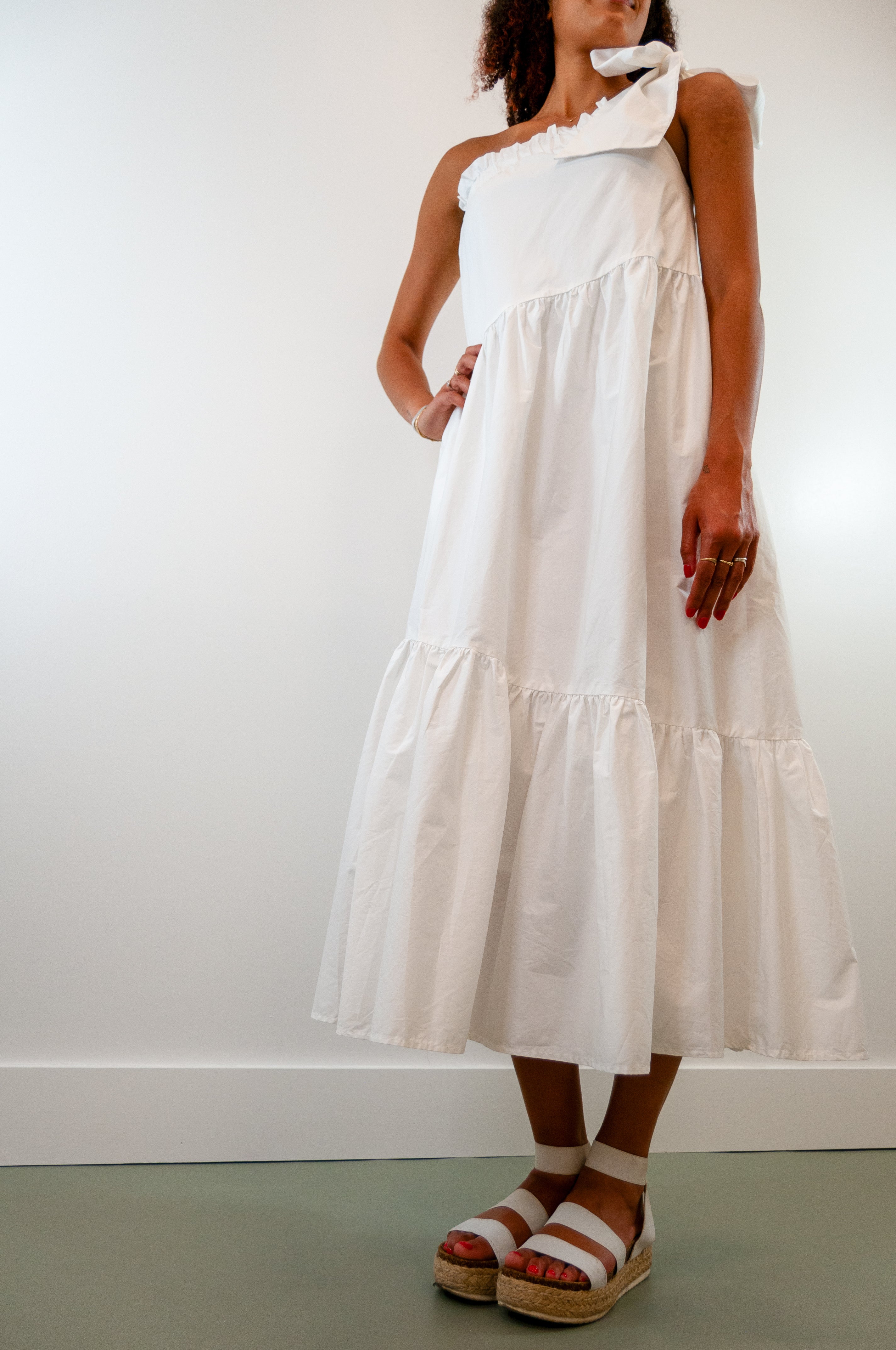 One Shoulder Ruffle Maxi Dress