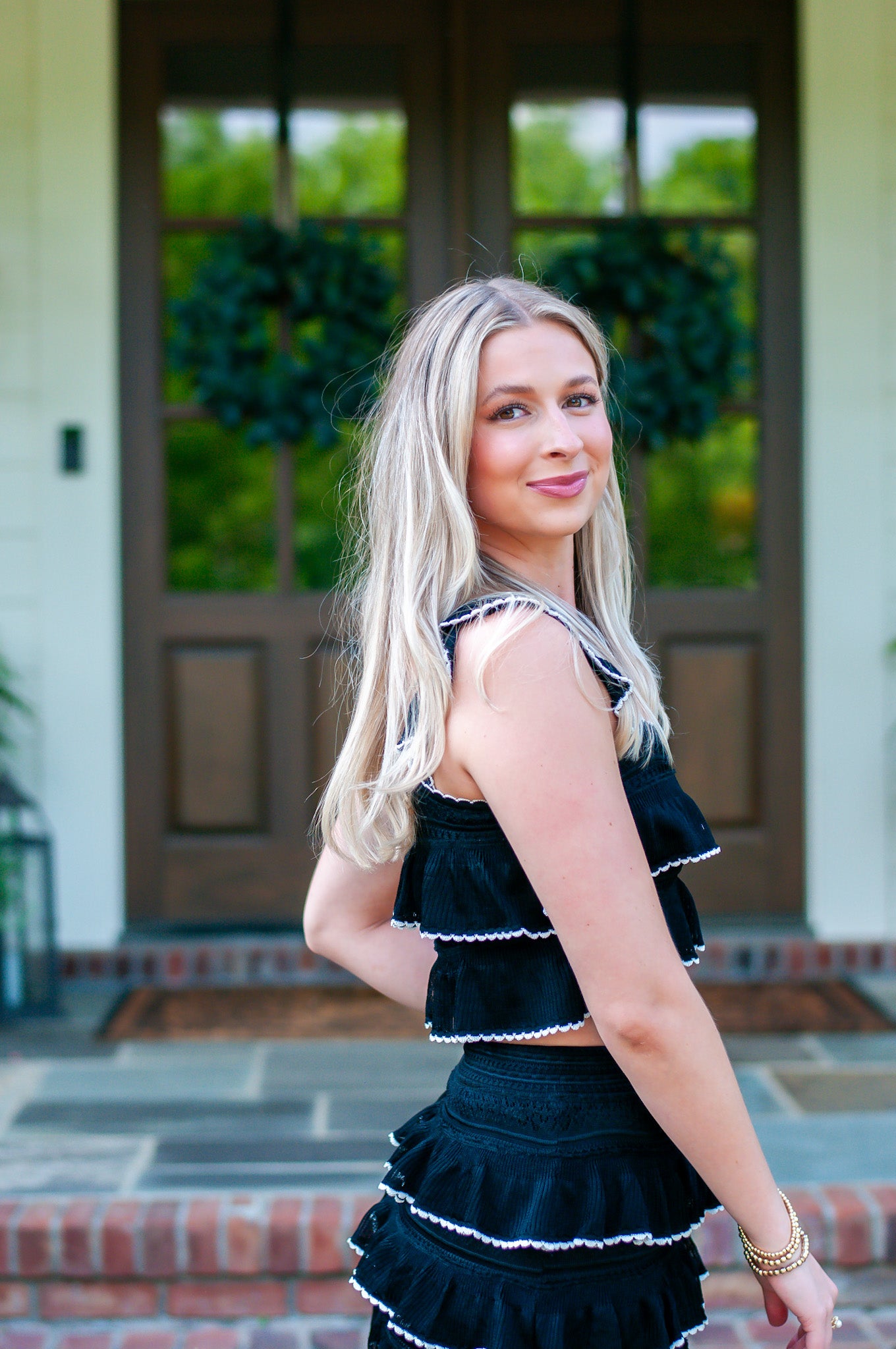 Kate Tiered Ruffle Midi Skirt Set Black