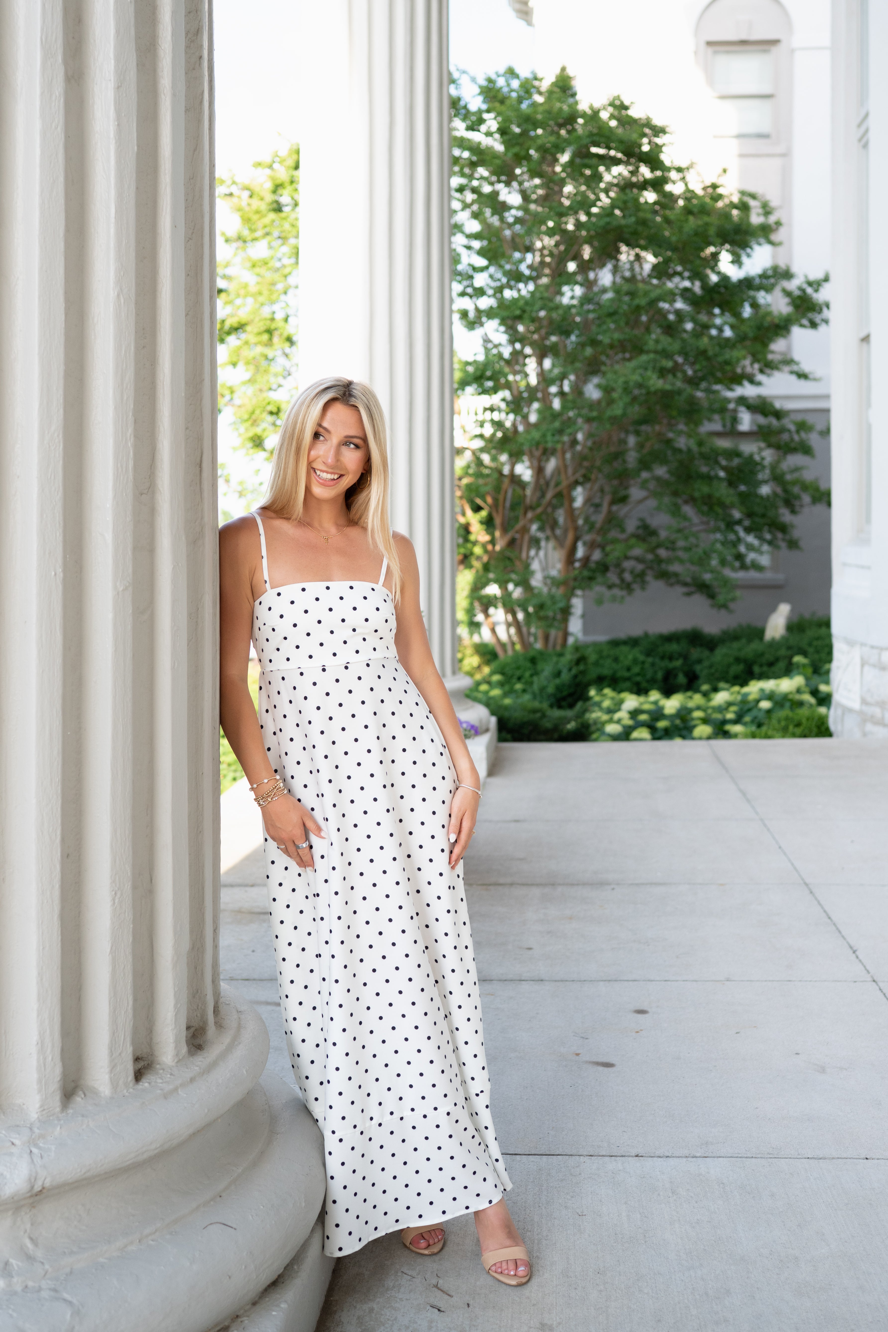 white dress with polka dots Gigi Dot womens-footwear Flirty with a polished Casual Dress for Women Color:Sea Mist