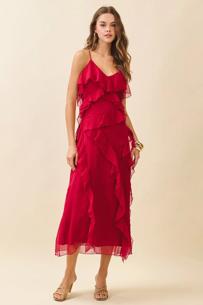 Mila Layered Dress - Crimson