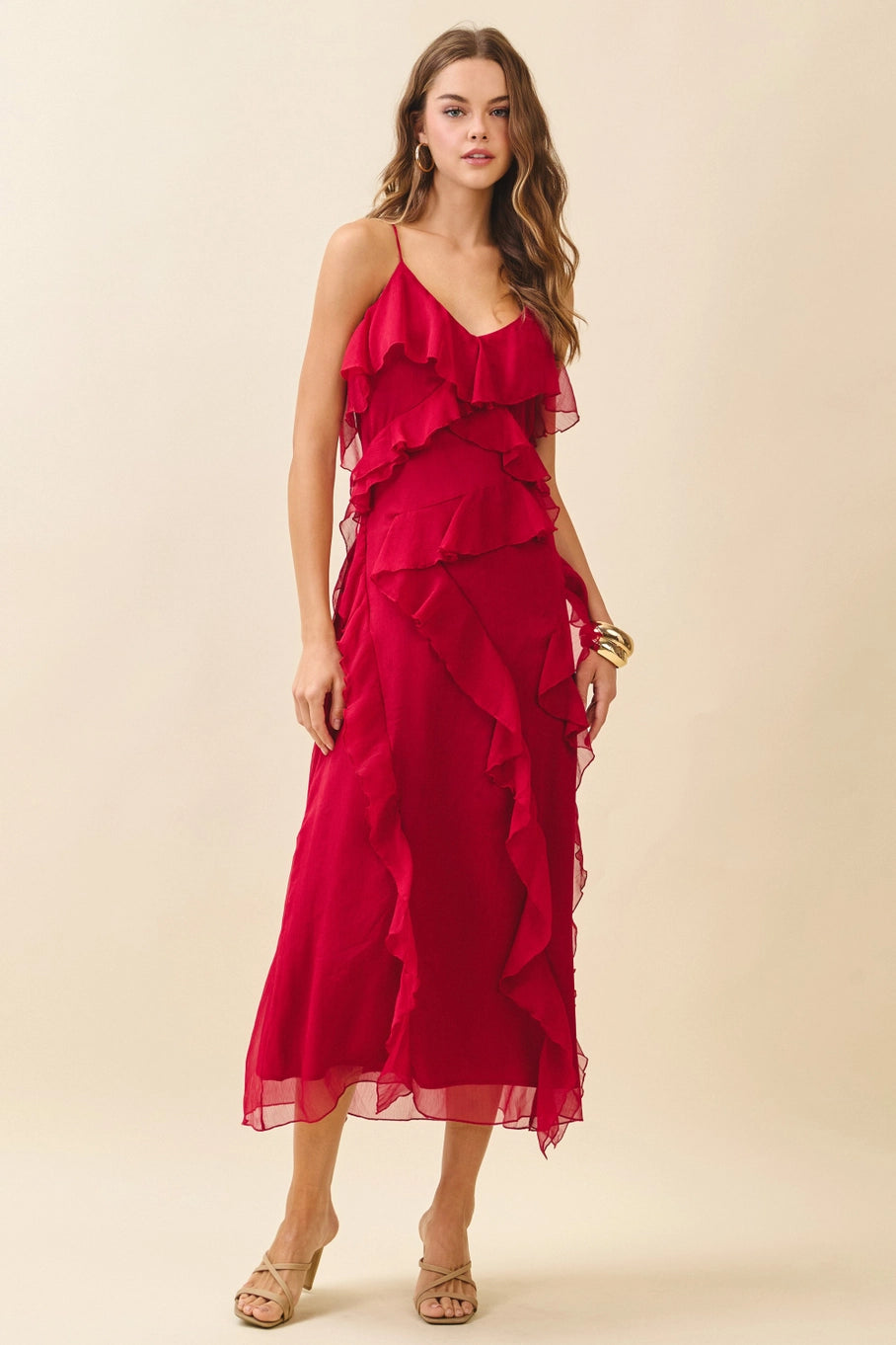 Mila Layered Dress - Crimson