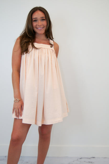 Lucy Overall Mini Dress Salmon Pink