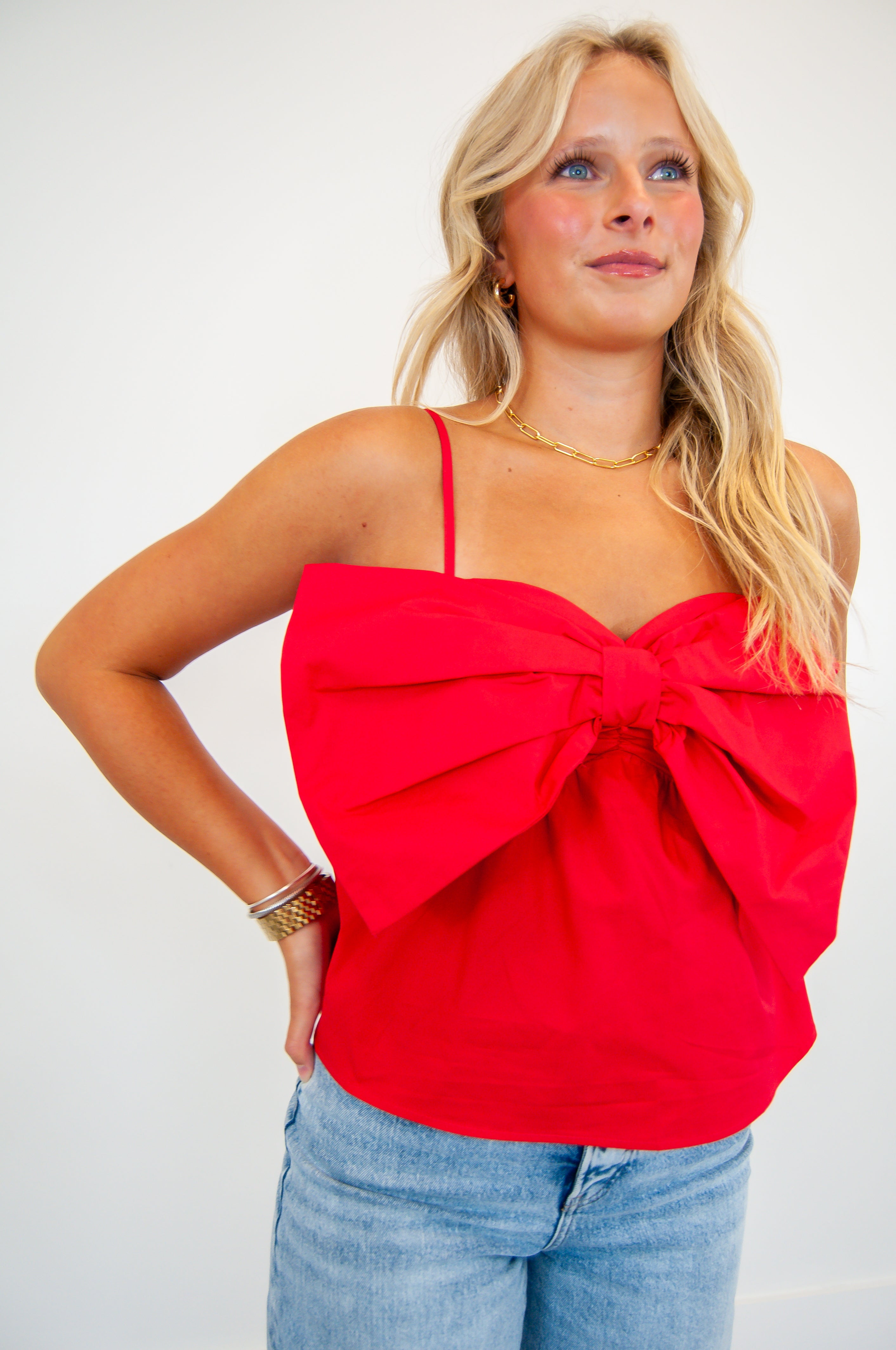 Front Bow Coquette Top Red