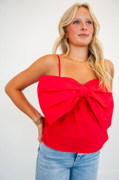 Front Bow Coquette Top Red