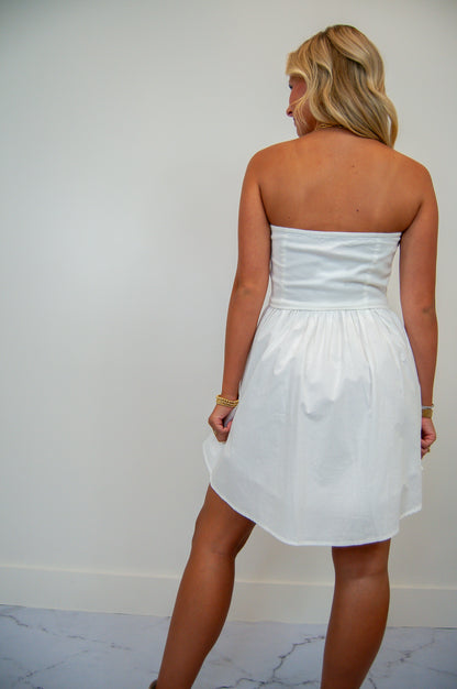 Strapless Babydoll Corset Dress White