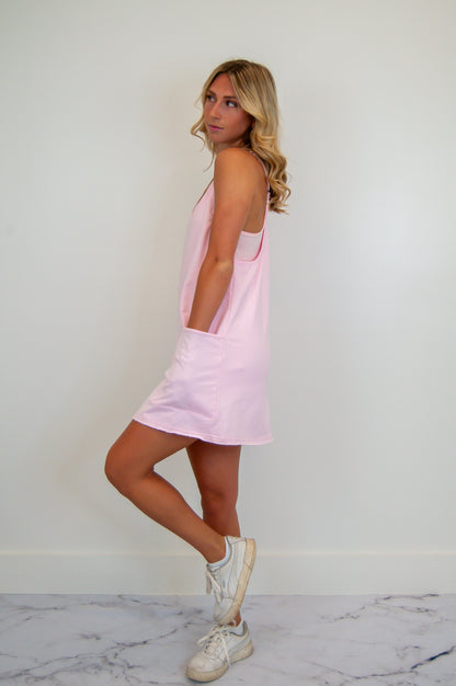 Sporty Mini Dress w/Built In Liner Pink