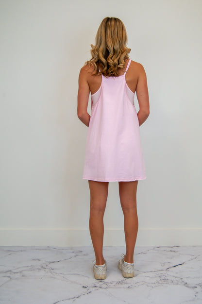 Sporty Mini Dress w/Built In Liner Pink