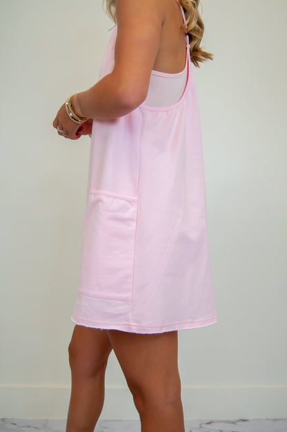 Sporty Mini Dress w/Built In Liner Pink