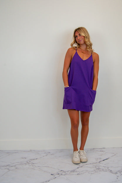 Sporty Mini Dress w/Built In Liner Purple