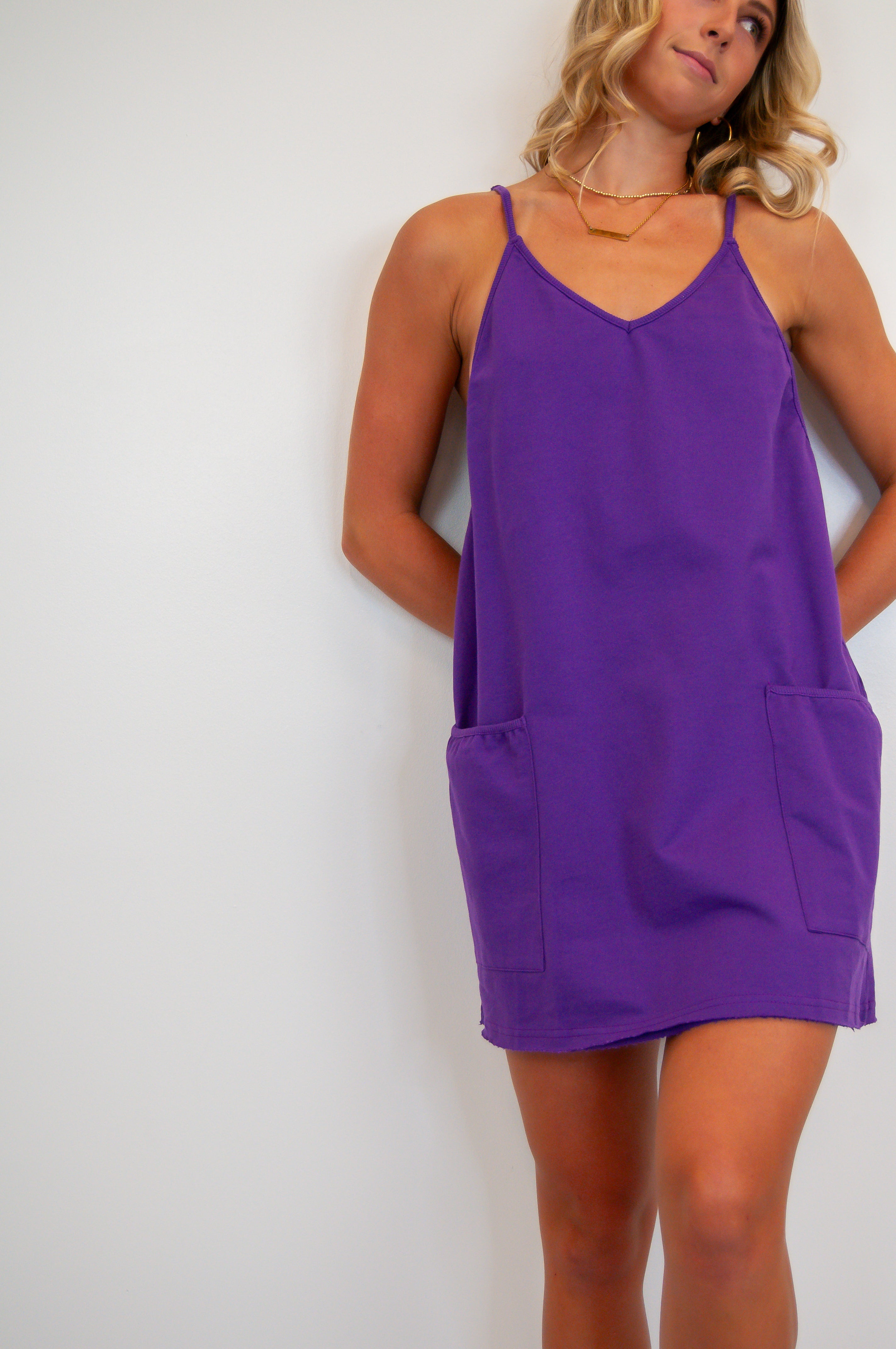 Sporty Mini Dress w/Built In Liner Purple