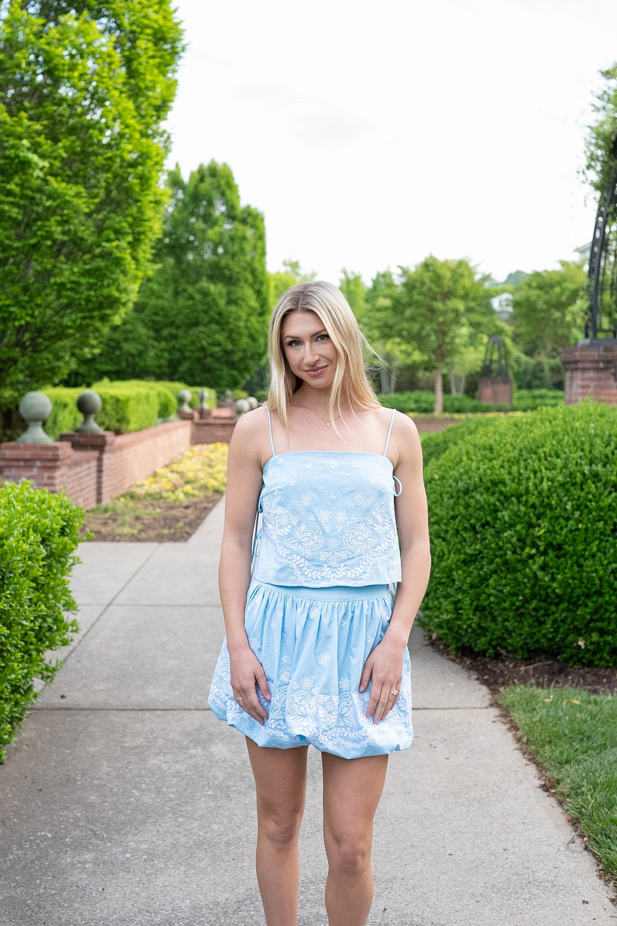Corinne Embroidered Mini Skirt Set