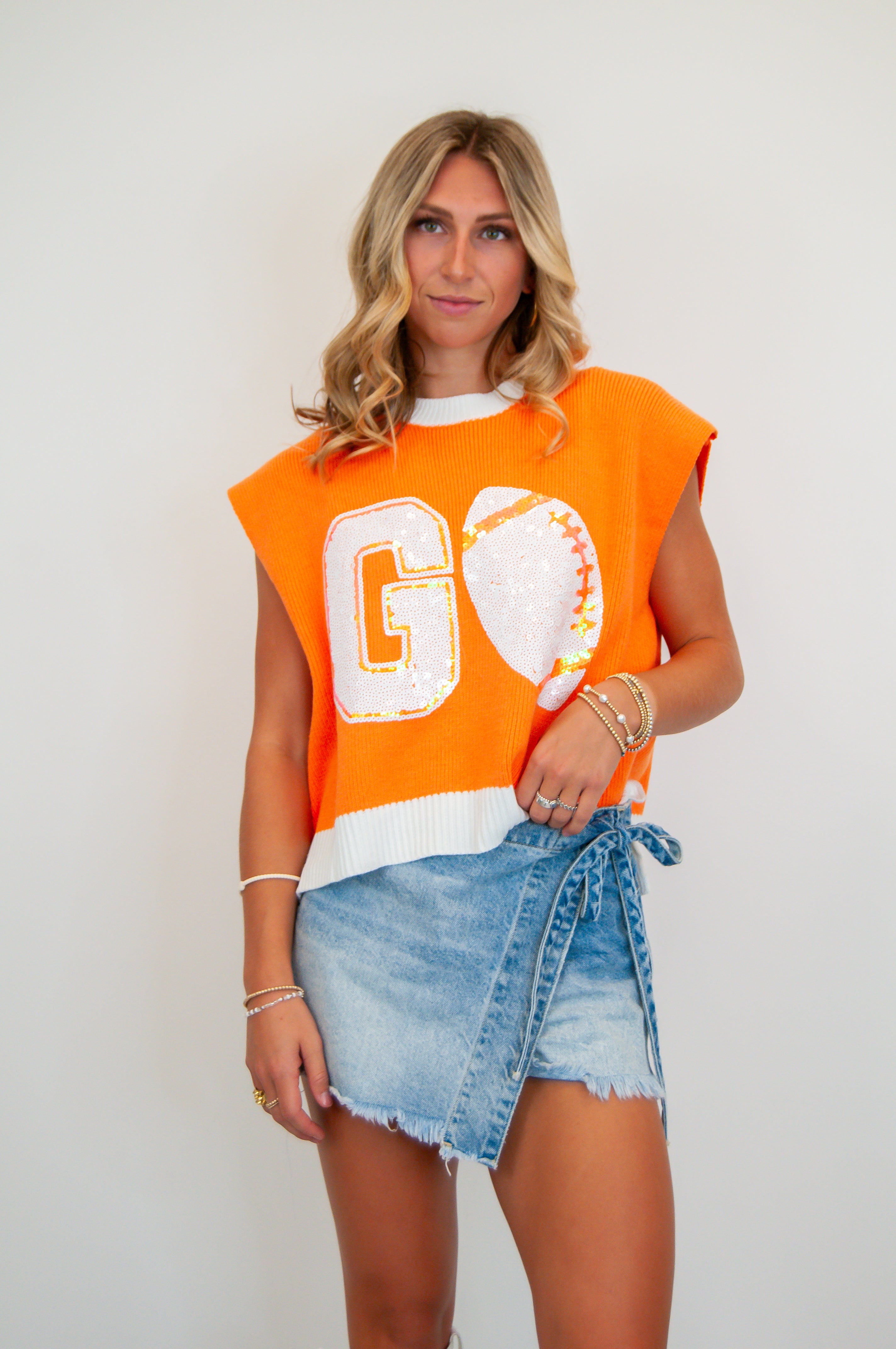 Football Sequin Sweater Vest