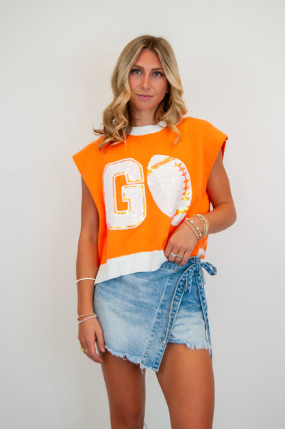 Football Sequin Sweater Vest