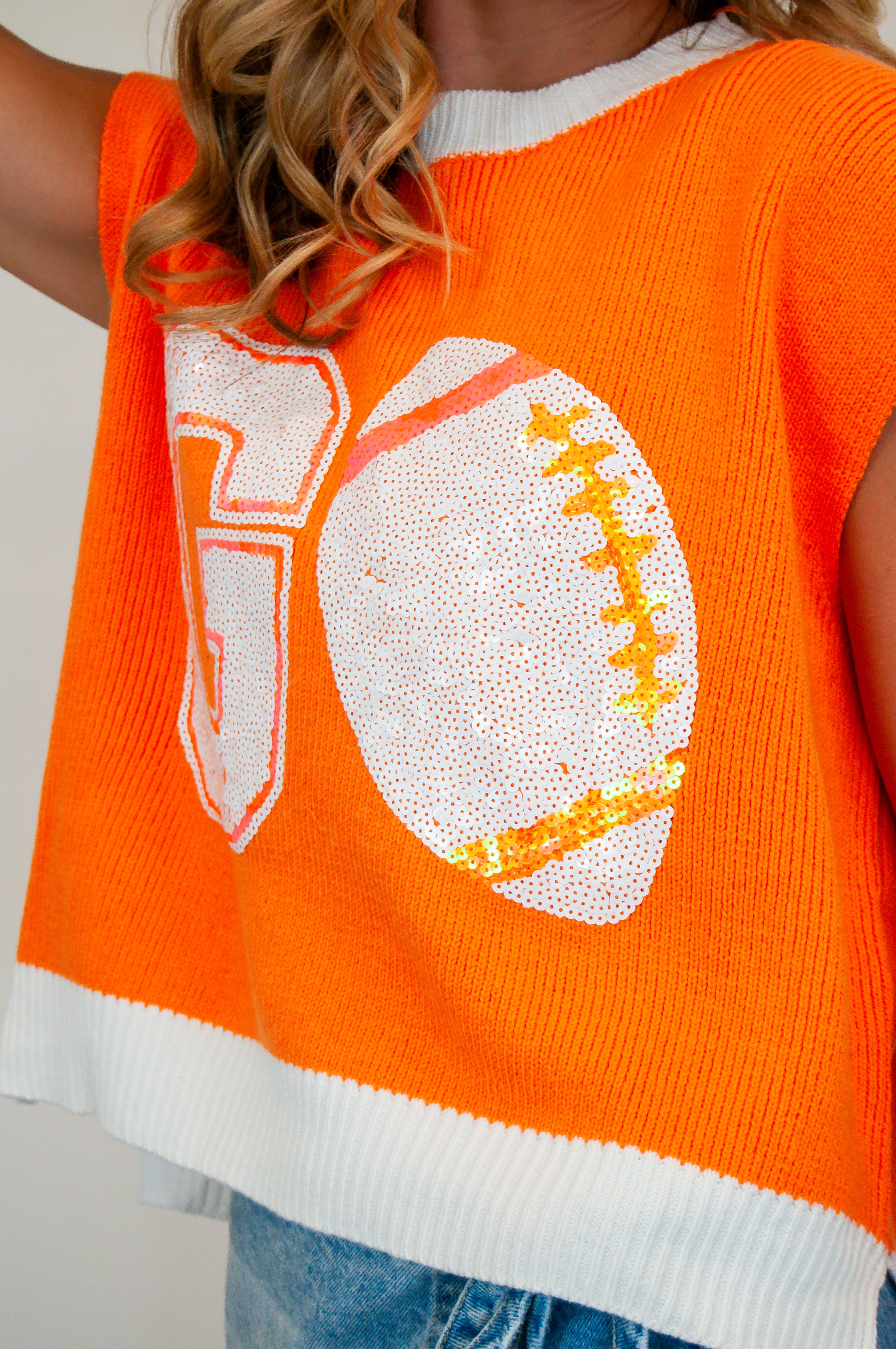 Football Sequin Sweater Vest