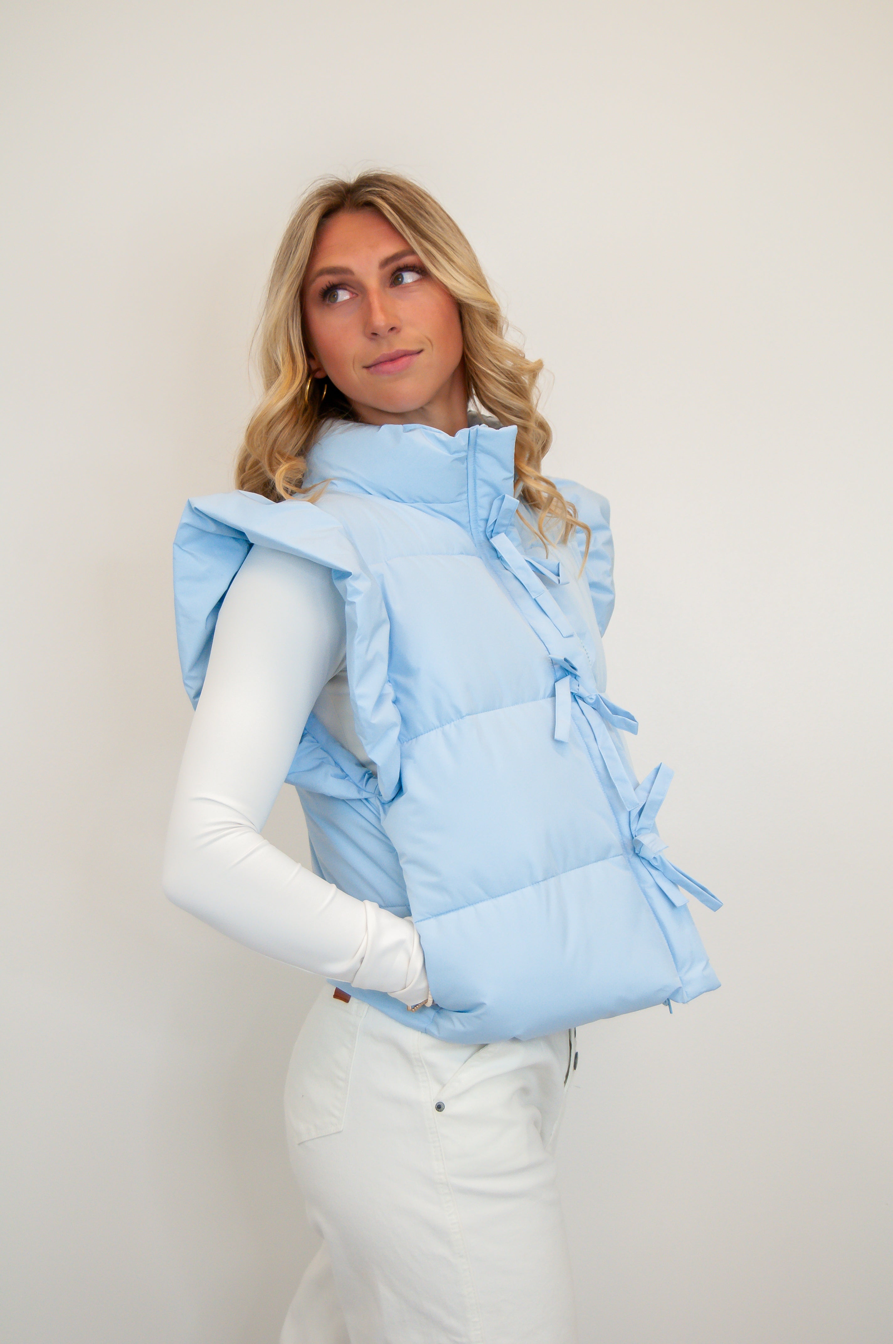 Ruffle Puffer Vest w/ Bows