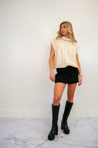 Sleeveless Cable Knit Sweater