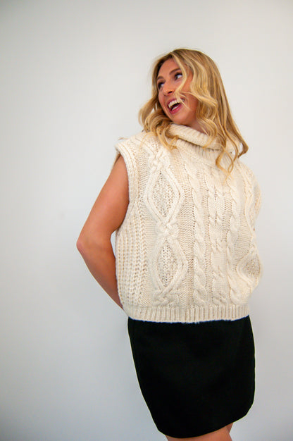 Sleeveless Cable Knit Sweater