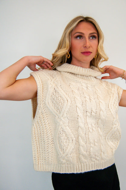 Sleeveless Cable Knit Sweater