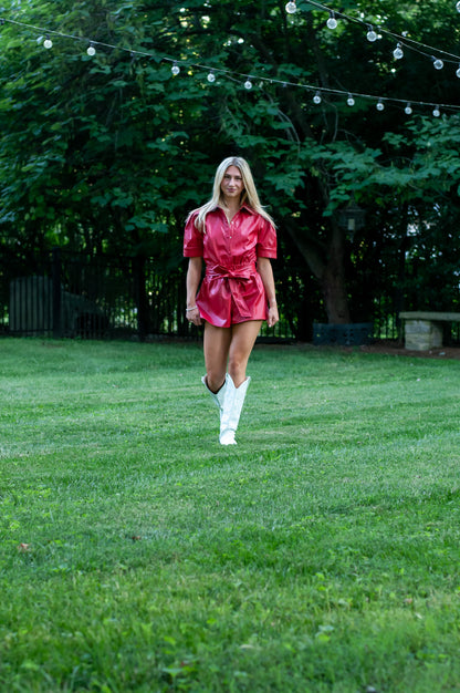 Ava Collared Shorts Romper