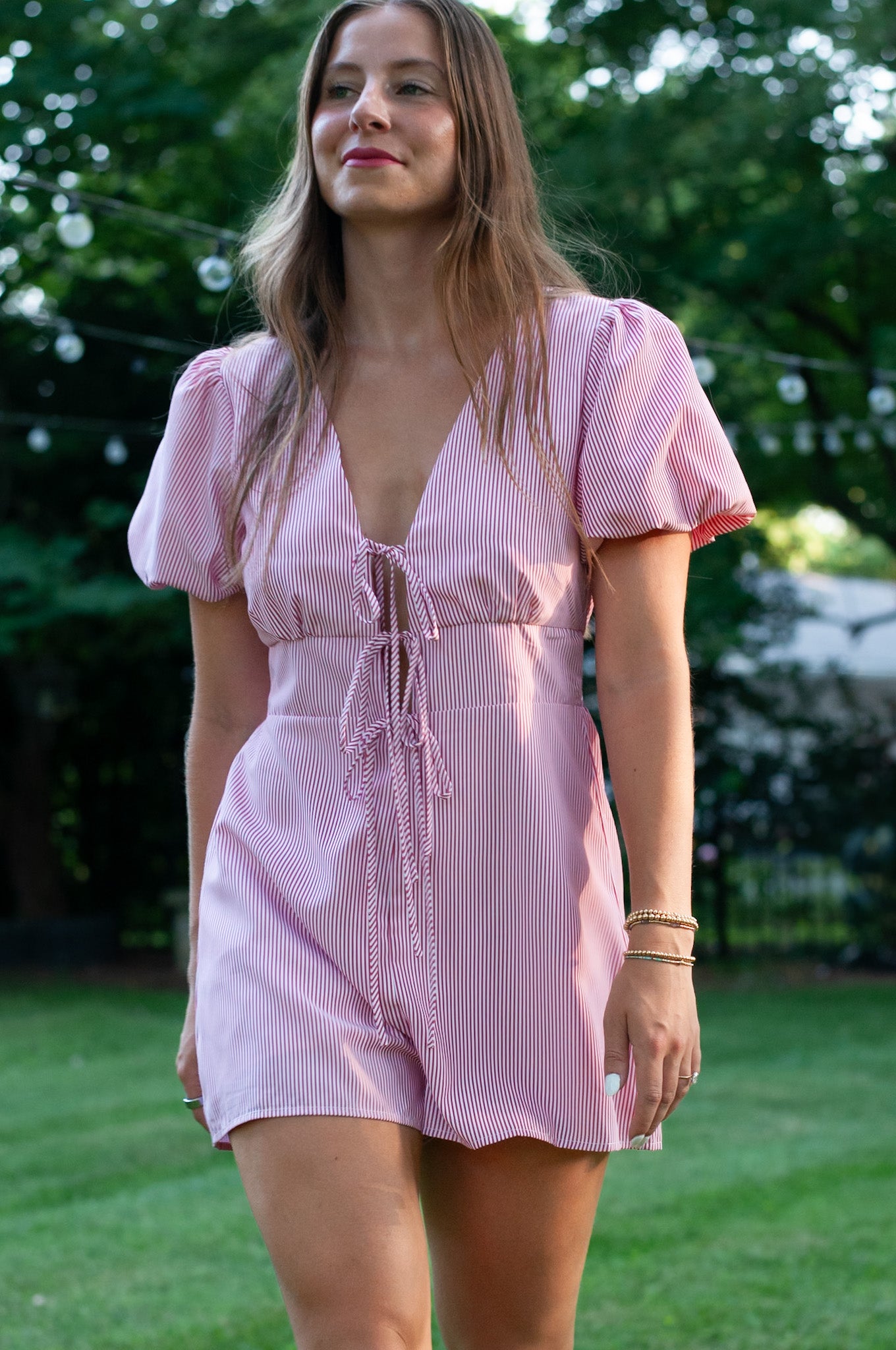 Maya Plunge Tie Front Romper Red