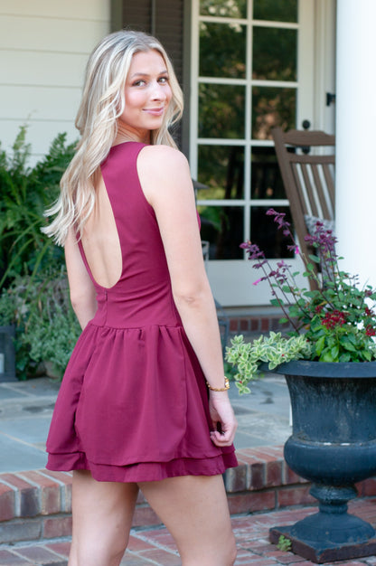burgundy dress with blonde hair Burgundy Dress Blonde Hair
