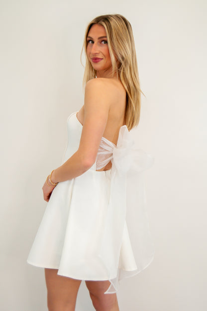 Ally Strapless Bow Back Mini Dress