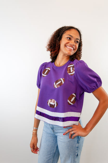 Game Day Sequin Football Tee