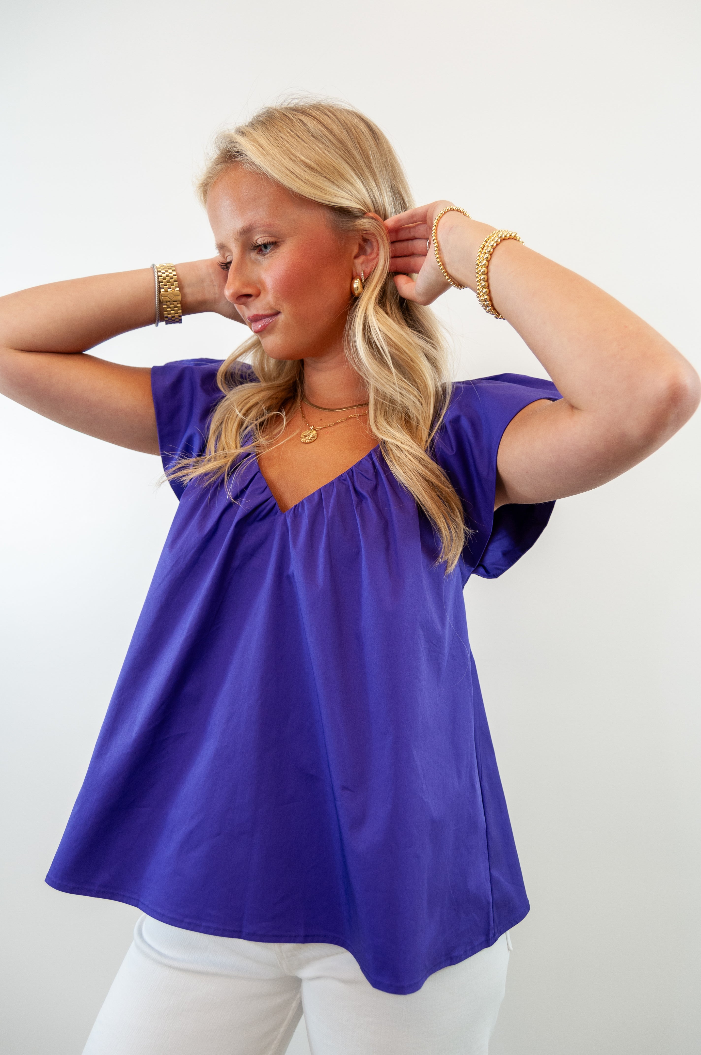 Puff Sleeve Poplin Top