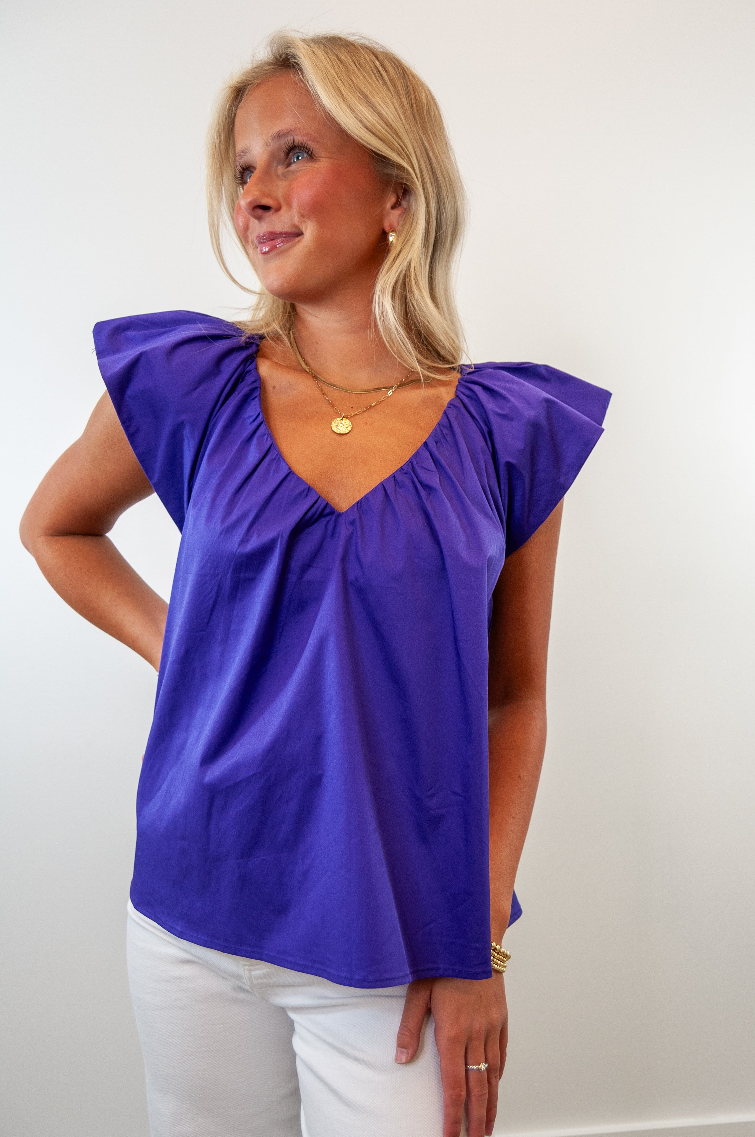 Puff Sleeve Poplin Top